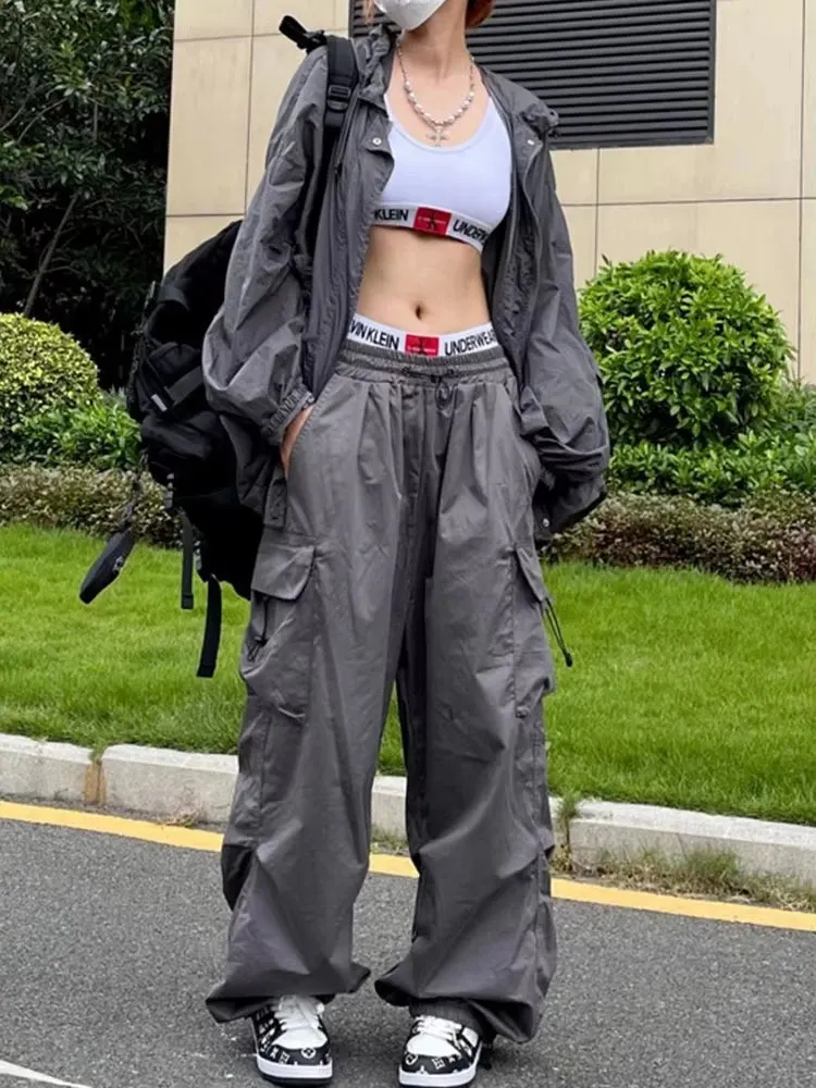 Y2K Gothic Parachute Black Pant