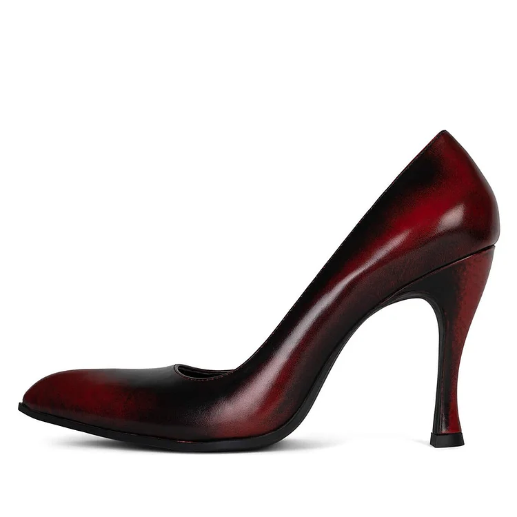 Red & Black Sexy Pointed-toe Stiletto Heel Pump Shoes |FSJ Shoes