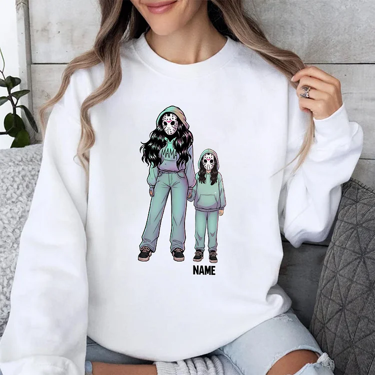 Personalized Halloween Family Hoodie, Ghostface Mama & Kids Sweatshirt, T-shirt
