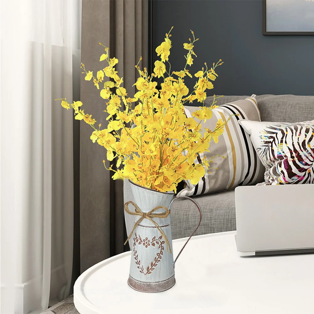 Rustic Metal Flower Vase Shabby Chic Dried Flower Can Bucket Holder (S)