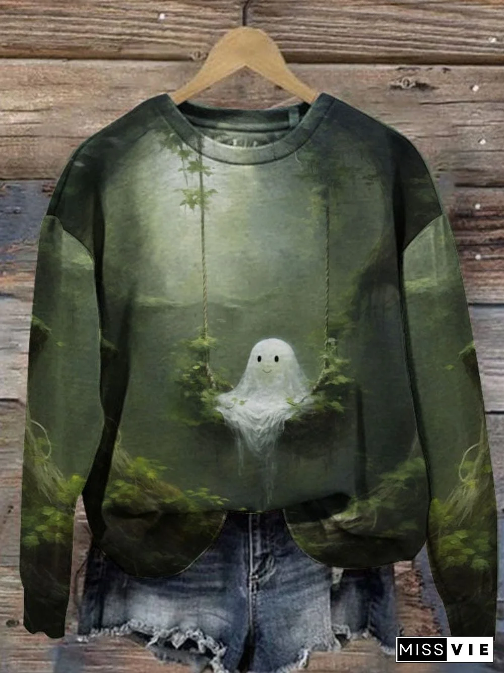 Halloween Ghost Women's Casual Long Sleeve Sweatshirt