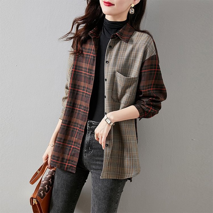 Grid Checkered/plaid Casual Shirts & Tops