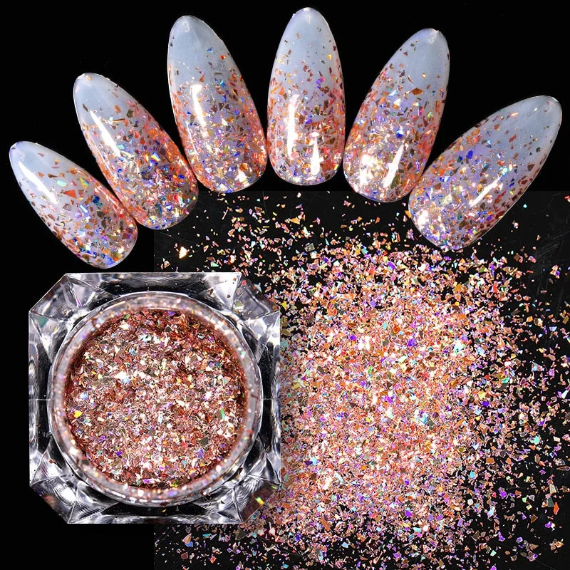 1g Glitter Nail Sequins iridescent Powder Shining Irregular 3D Hexagon Colorful Sequins Summer Popular DIY Nail Art Decoration-Nail Inspo