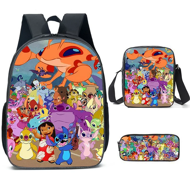 3Pcs Cartoon Backpack Set Lightweight Bookbag for Boys Girls (SetO 3pcs)