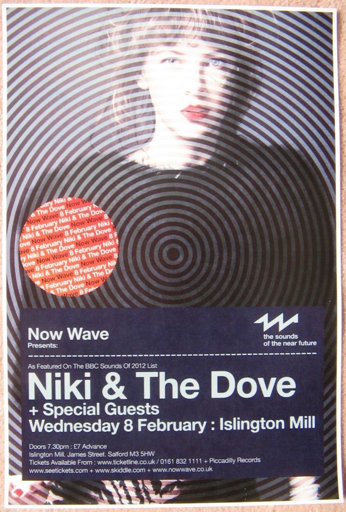 NIKI & THE DOVE 2012 Gig POSTER Salford United Kingdom Concert