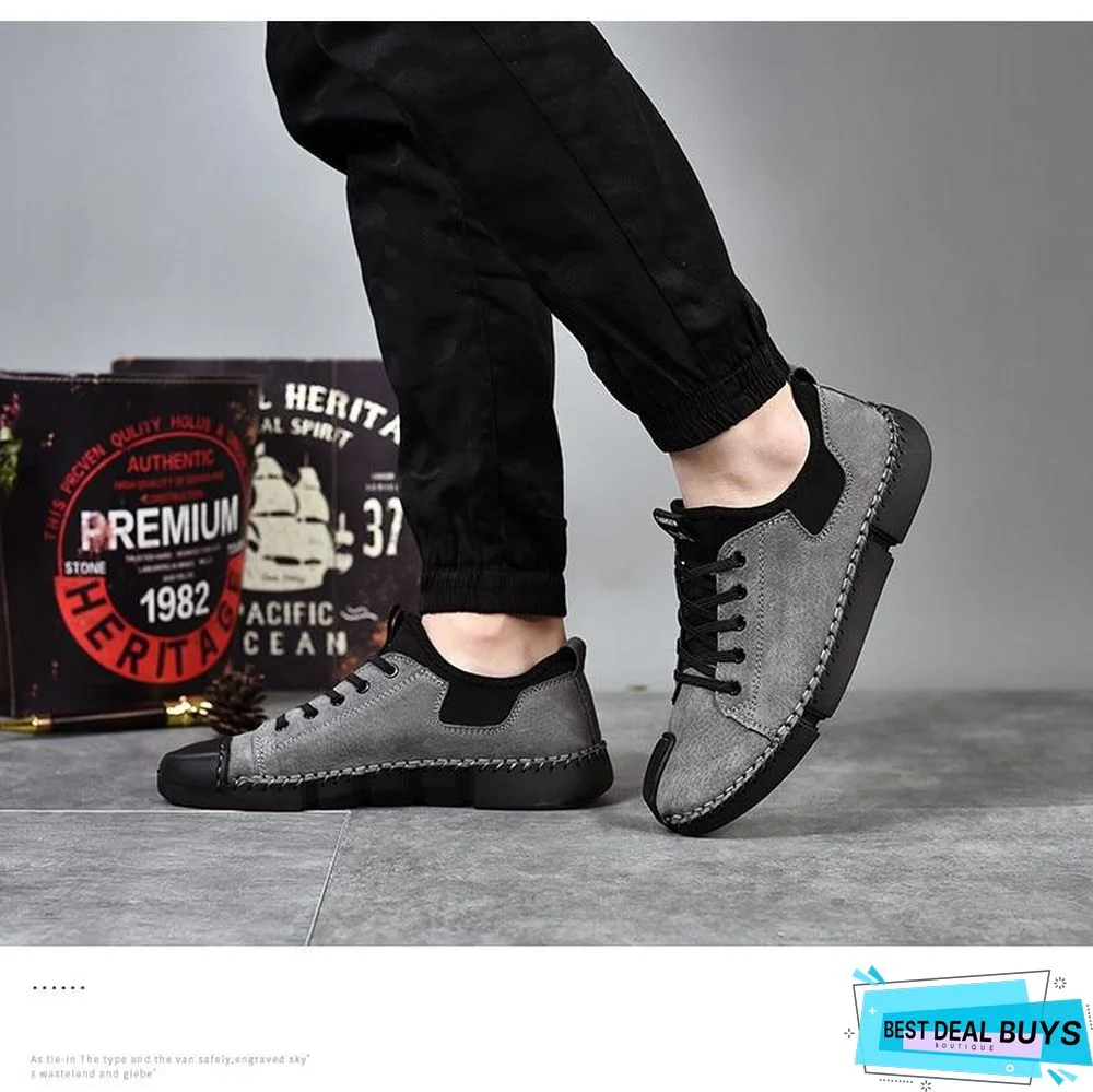 Men Leather Casual Big Size Flats Shoes