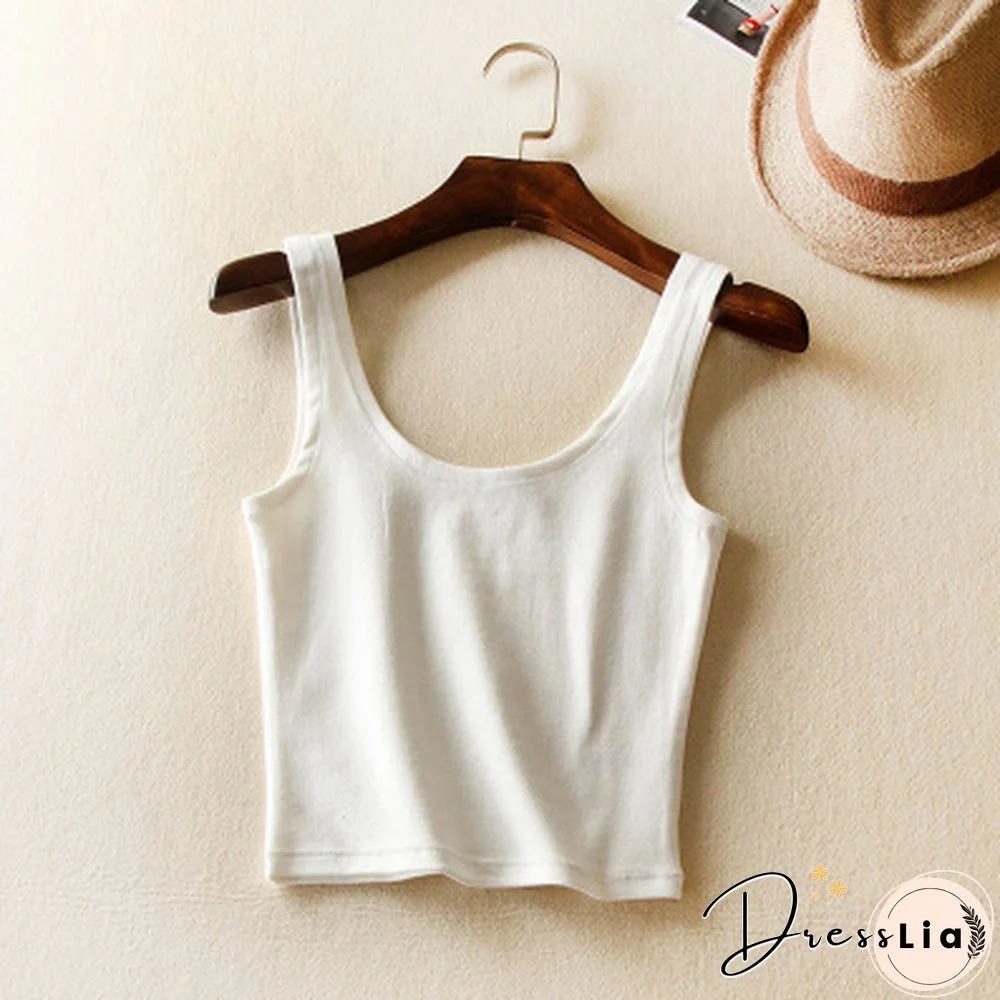 Korean Autumn Womens Short Cropped Cotton Tank Tops New Fall Fashion Ladies' Casual Cotton Crop Tanks