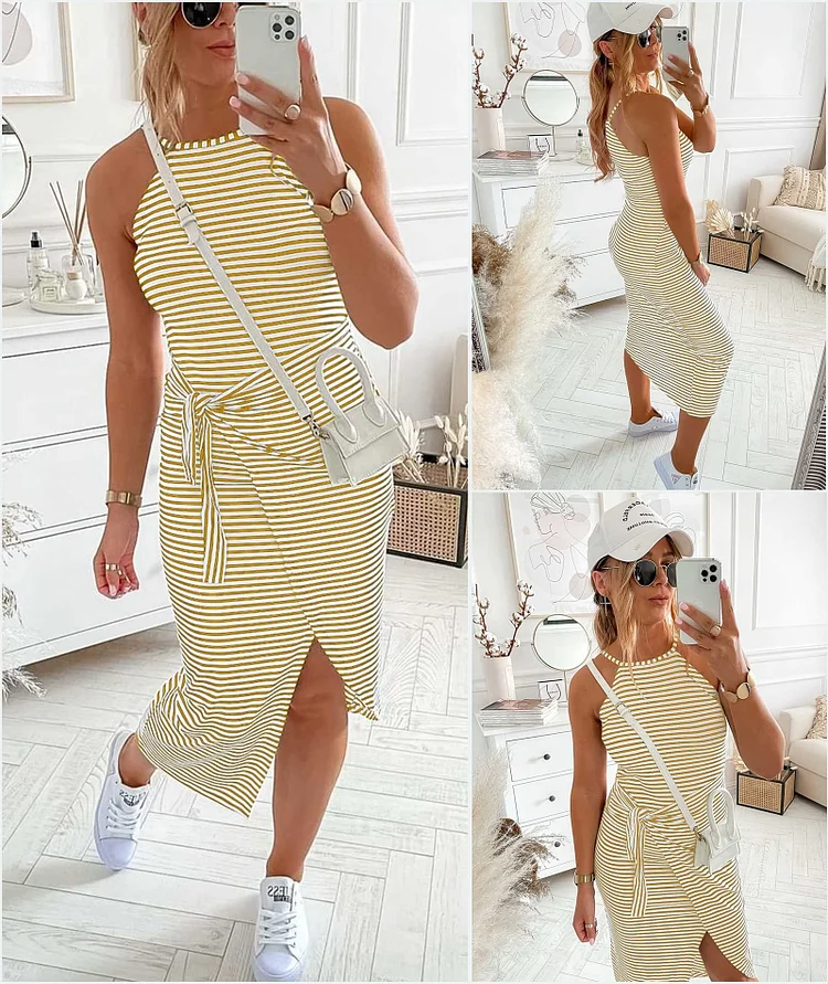 LAST DAY 49% OFF - Casual Sleeveless Striped Midi Dresses