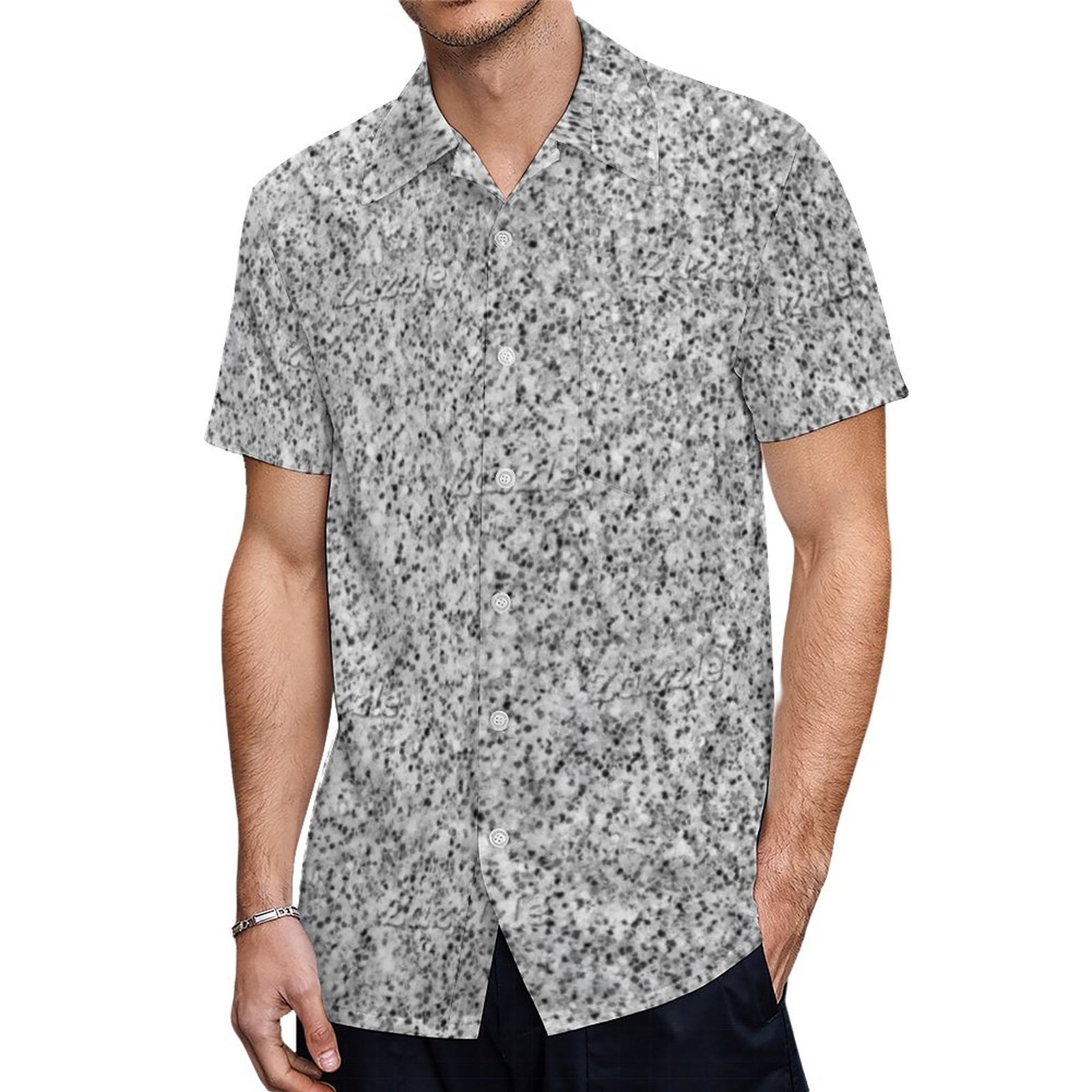 Beautiful Silver Glitter Sparkles Hawaiian Shirt Mens Button Down Plus Size Tropical Hawaii Beach Shirts