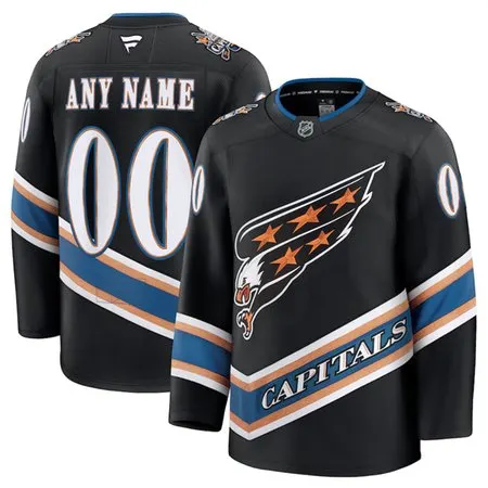 Men's Washington Capitals Custom Black 2024-25 Alternate Stitched Hockey Premium Jersey