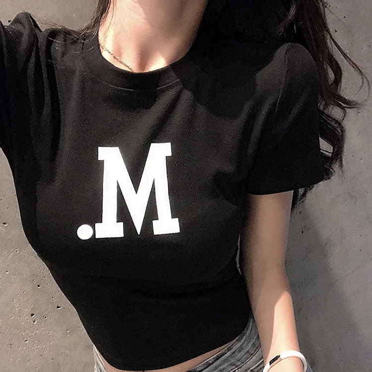 Brownm Brownm Top Female Short Sleeves Versatile Sexy Slim Short T-Shirt Female Tide 2023 Summer Korean Version Of The New Tide