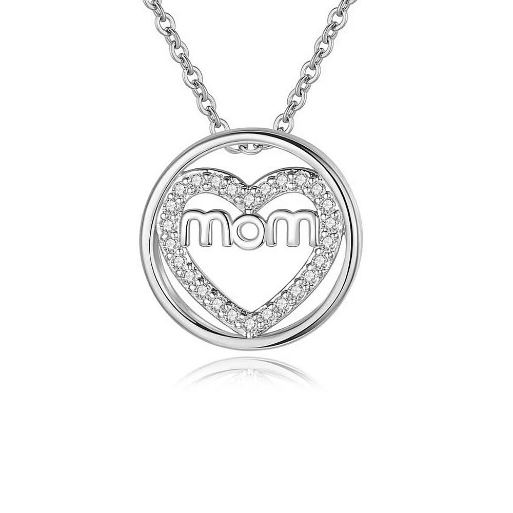 【Standard】Kreis Herz Anhänger Halskette mit Diamant Geschenke für Mama Kettenmachen