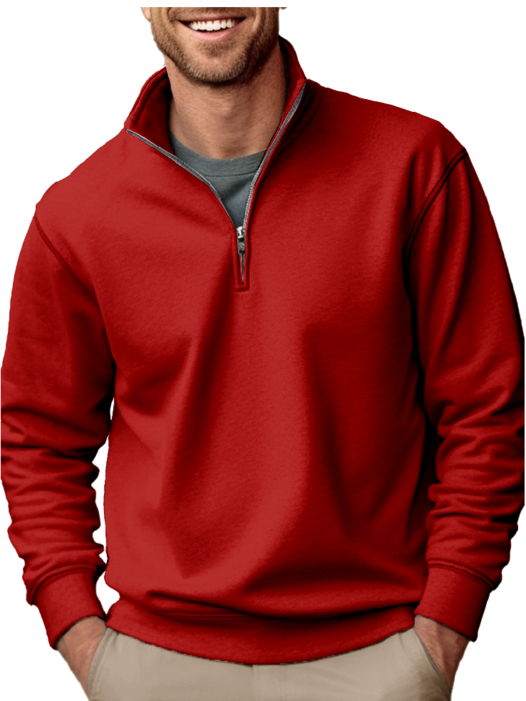 Men's fashion casual zipper padded polo shirt