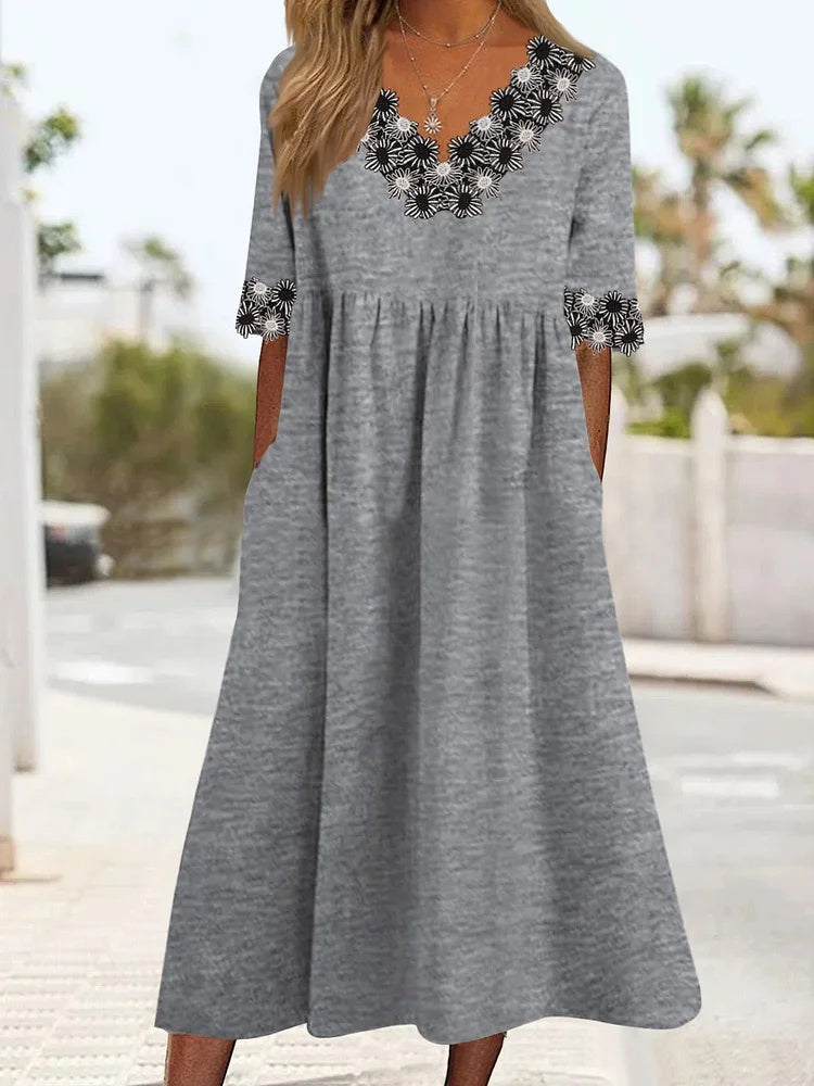 Women Long Sleeve V-neck Graphic Floral Printed Top