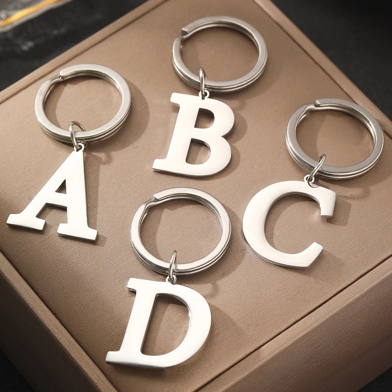 Basic Minimalist Letter 304 Stainless Steel Polishing Unisex Bag Pendant Keychain