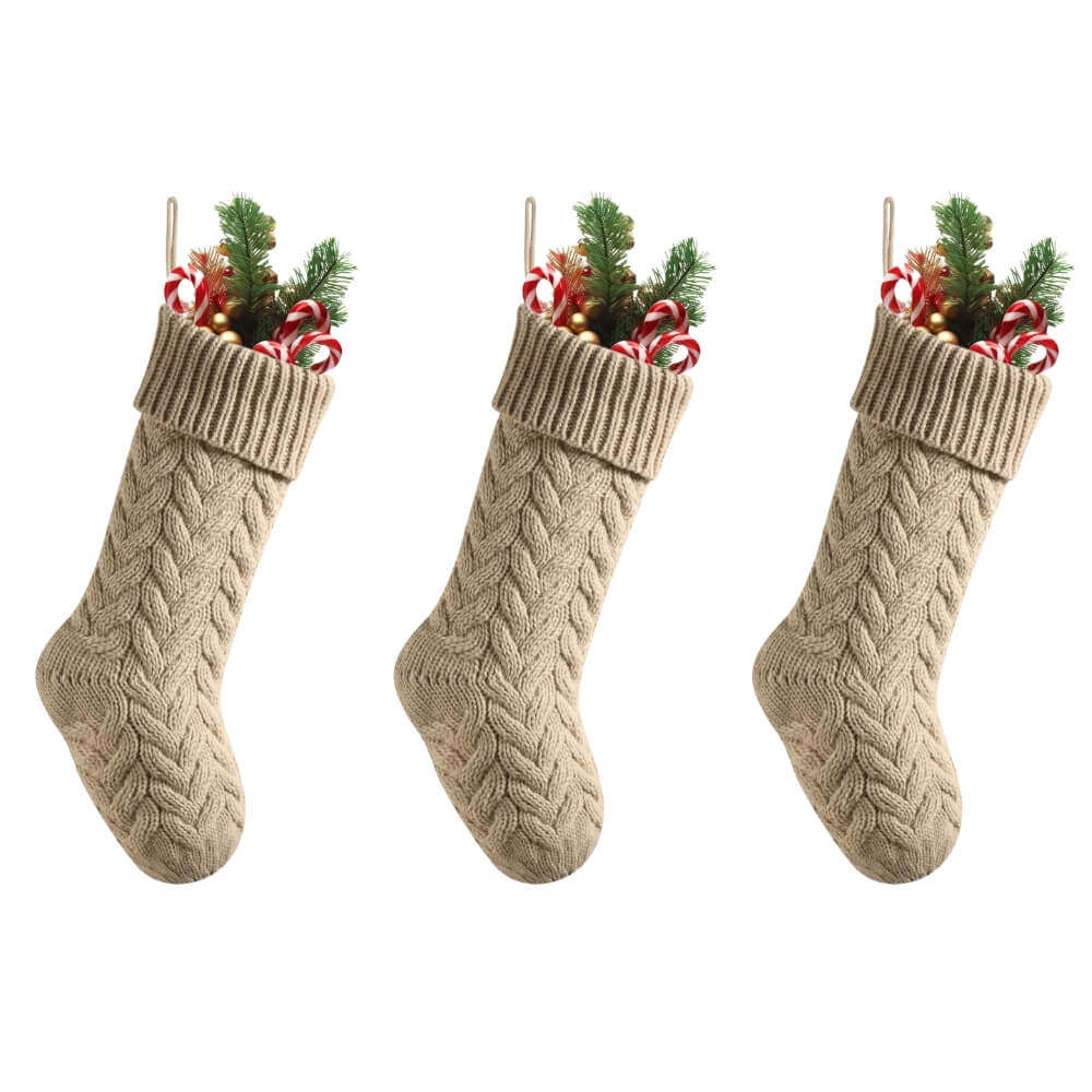 Cable Knit Christmas Stocking (3 PCS)