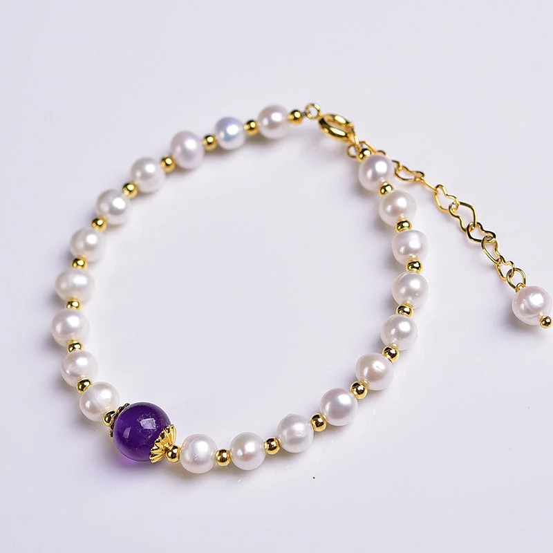 Transfer Beads Amethyst Pearl Bracelet