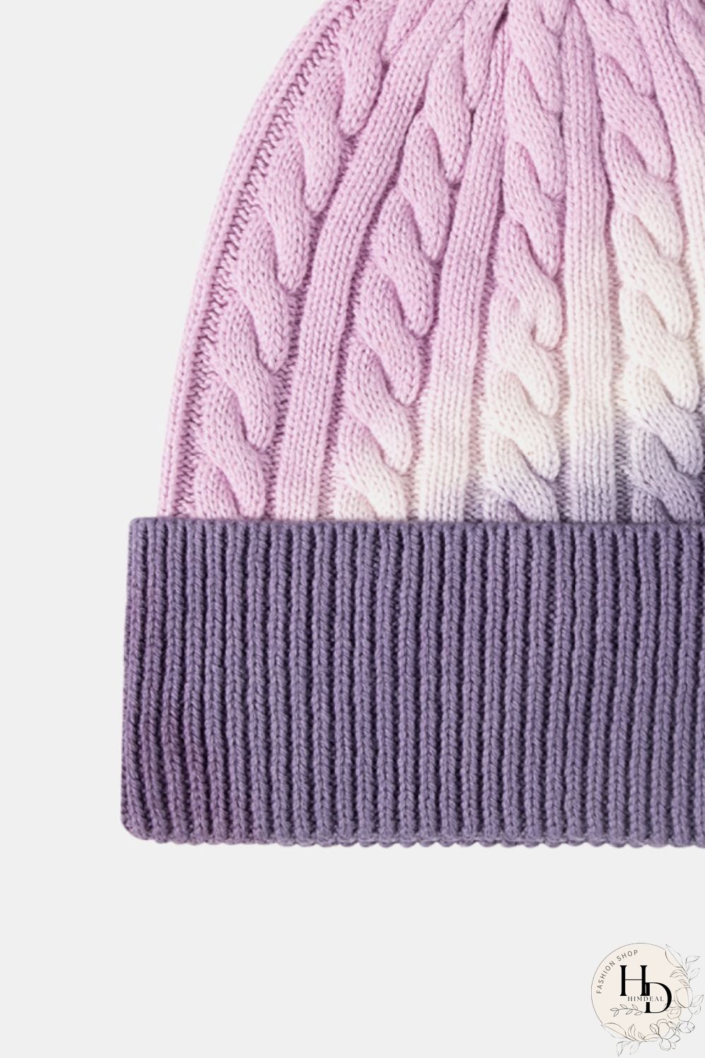 Contrast Tie-Dye Cable-Knit Cuffed Beanie