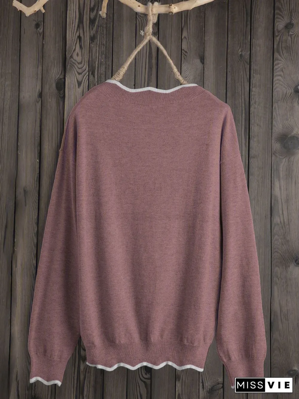 Plus Size Solid Loose Fit Women Pullover Wool Knit Sweaters