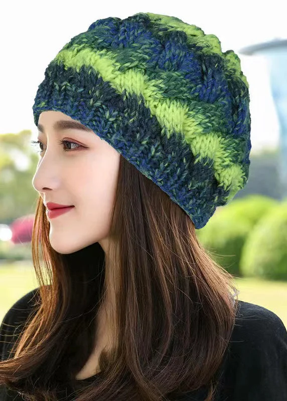 Handmade Green Gradient Warm Knit Beret Hat