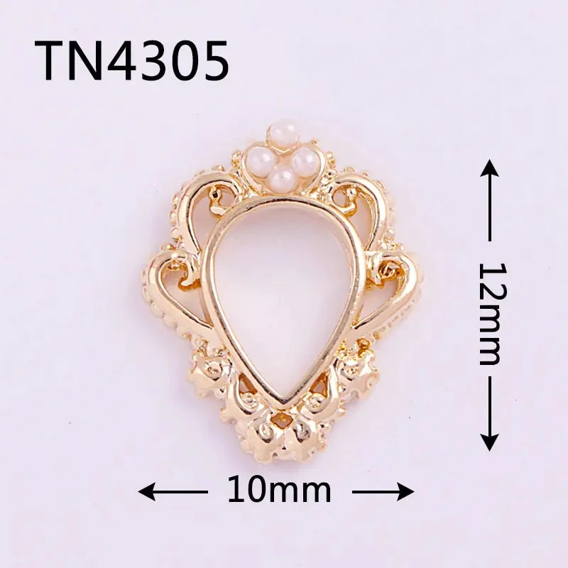 10pcs TN4305 Flower Hollow Drop Alloy pearl Nail Art Crystals Rhinestones jewelry supplies nails accessories decorations charms