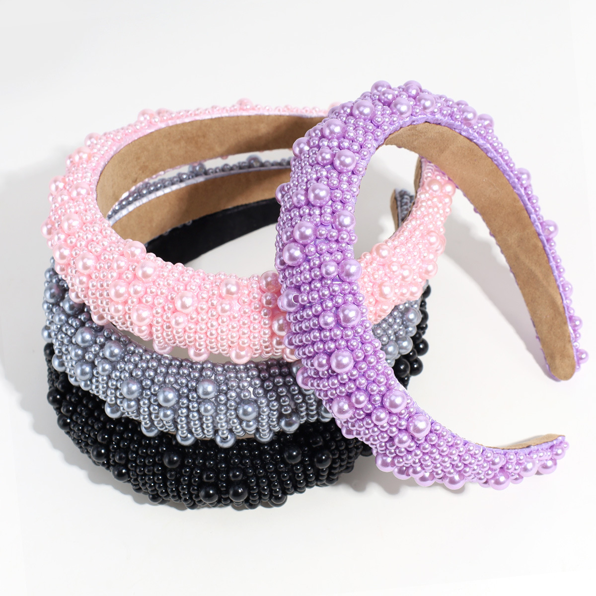 Elegant Retro Pearl Headband - Padded Sponge Hairband for Voluminous Styling