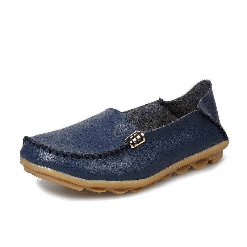 Women Flats Shoes Slip On Genuine Leather Loafers For Women's Moccasins Loafers Flats Ladies Shoes Plus Size Sapato Feminino