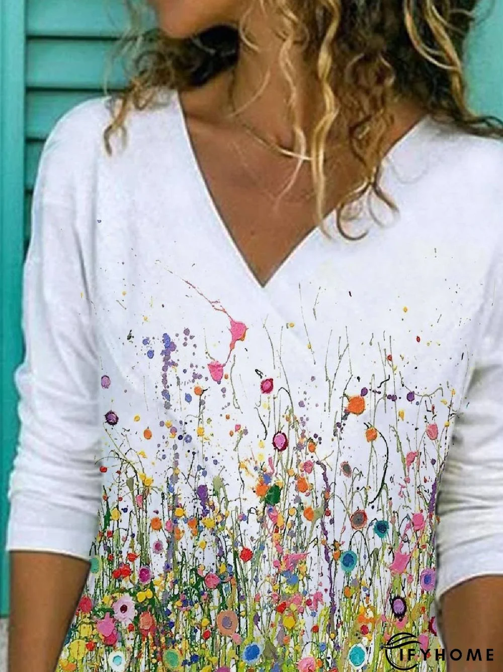 Casual Floral Floral-Print Long Sleeve T-shirt | IFYHOME