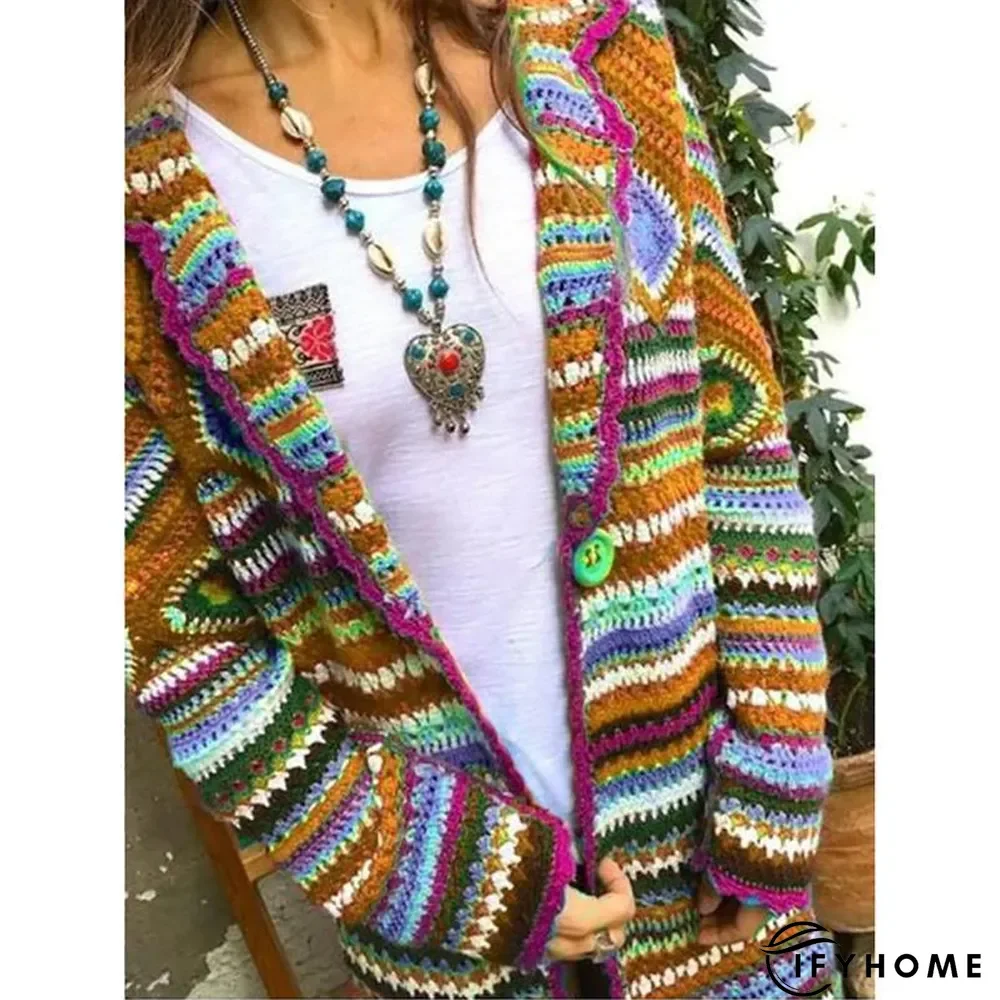 Multicolor Vintage Long Sleeve Sweater | IFYHOME