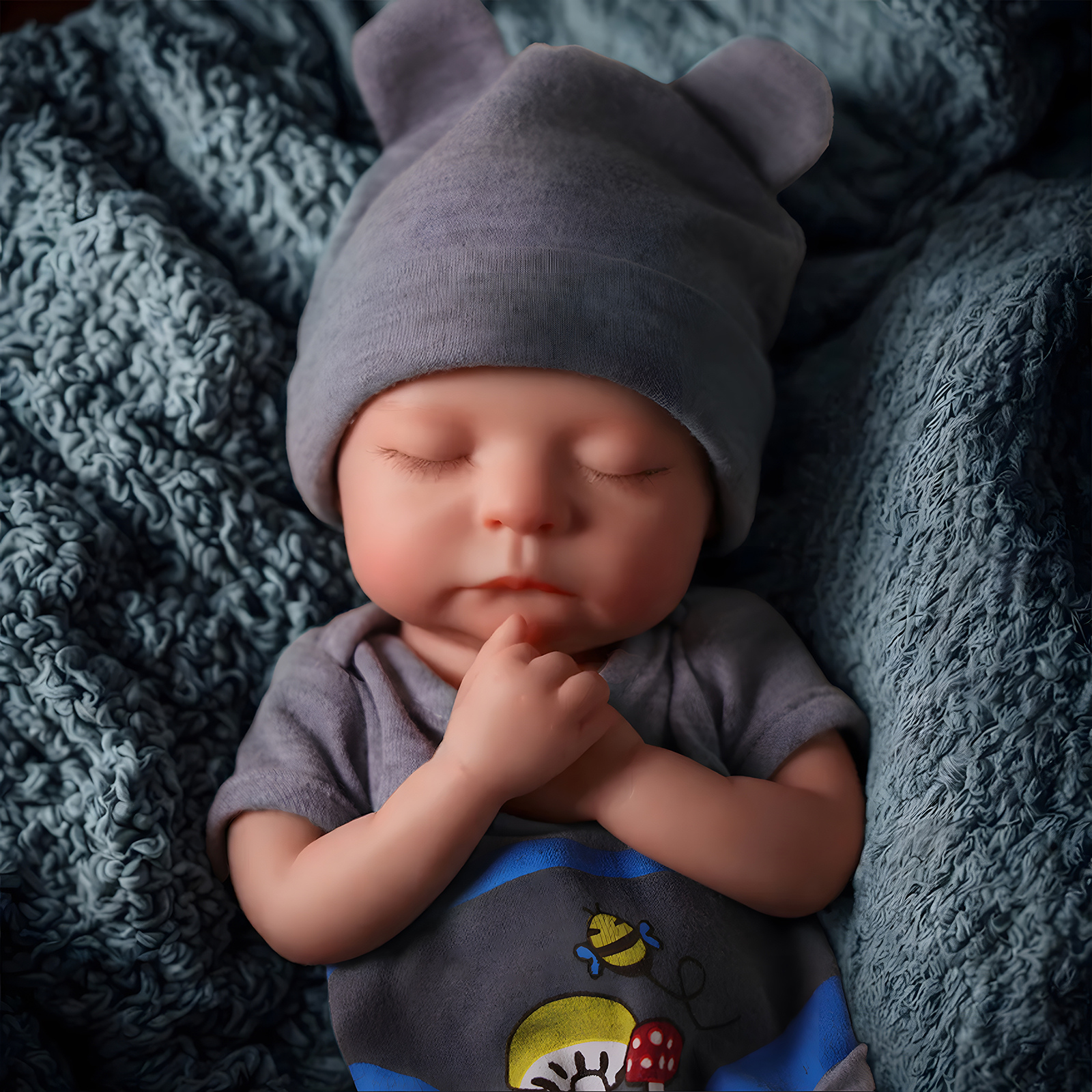 Babeside Noah 12'/16' Realistic Silicone Sleeping Baby Little Infant Best Gift for Kids Blue-12 Inches-Boy