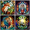 4pcs Diamond Painting -DIY Round Drill Fox Owl Lion Panda