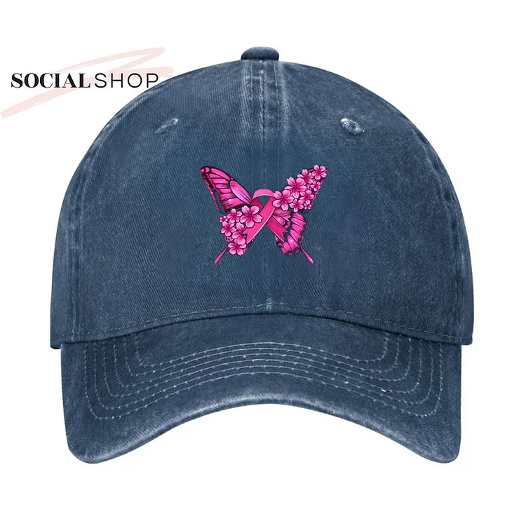Pink Ribbon Breast Cancer Butterfly Hat socialshop