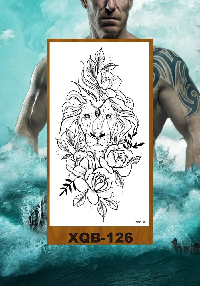 Waterproof Temporary Tattoo Sticker Hipster Tattoo Man Woman Tattoo Body Tattoo Art Tatuajes Big Tiger Lion Wolf Rose Arm Tatto