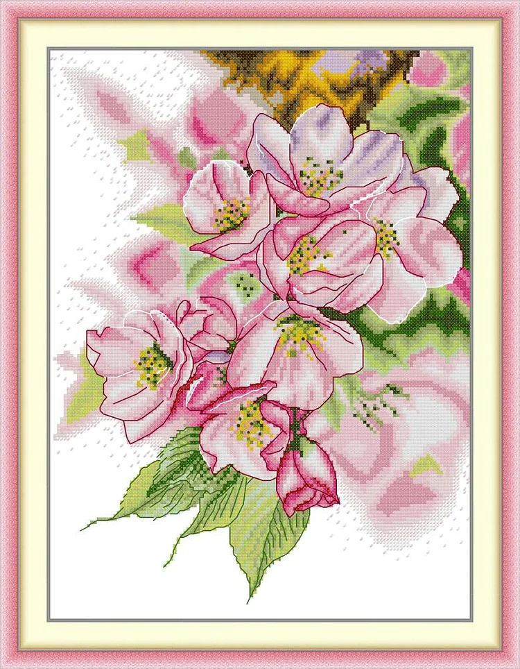Joy Sunday - Colorful Magnolia- 2 - 14CT Strands Threads Printed cross stitch - 30*38cm(Canvas)