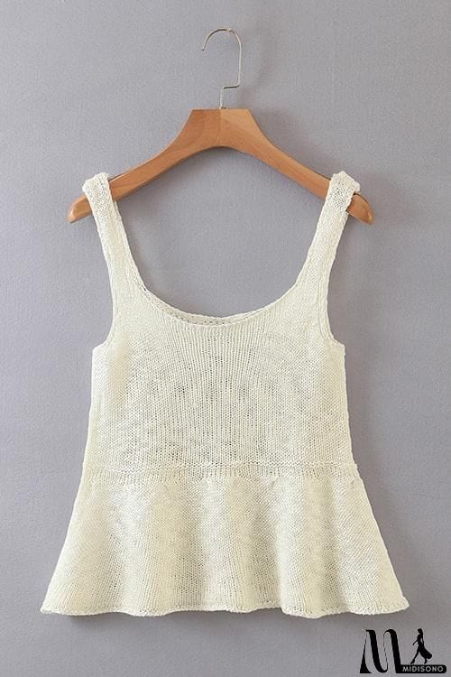 MidiSono - Knit U Neck Peplum Top