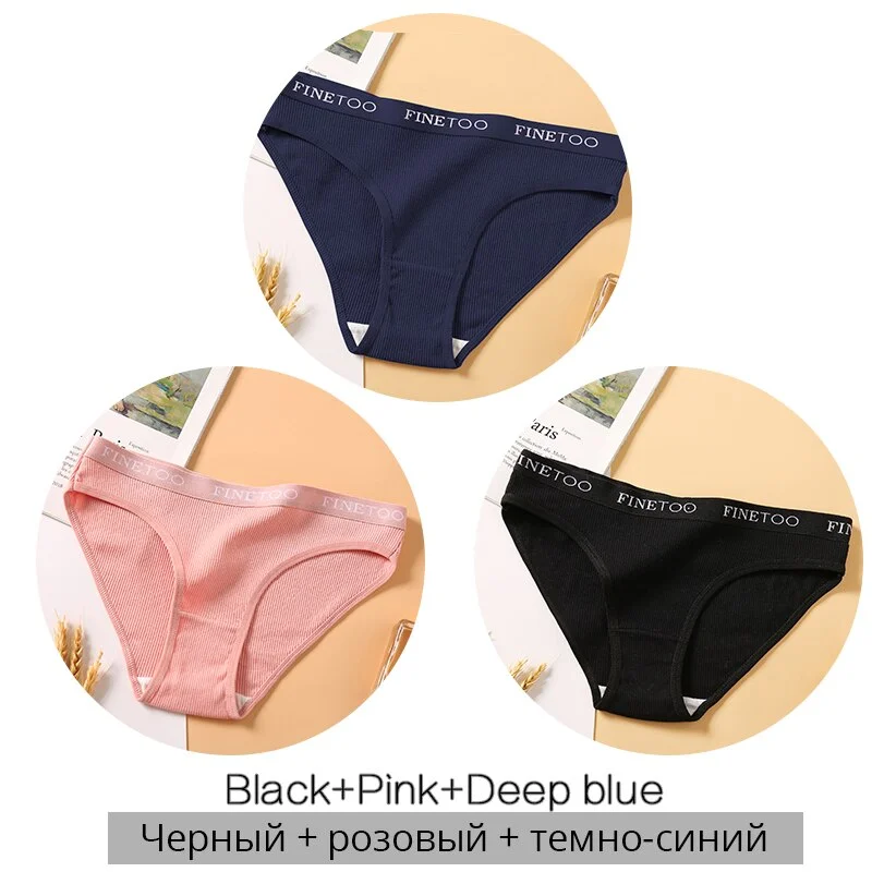 FINETOO Letter Cotton Panties Women M-2XL Lady Underpants Girls Briefs Fashion Cotton Underwear Soft Panty Female Lingerie 2020