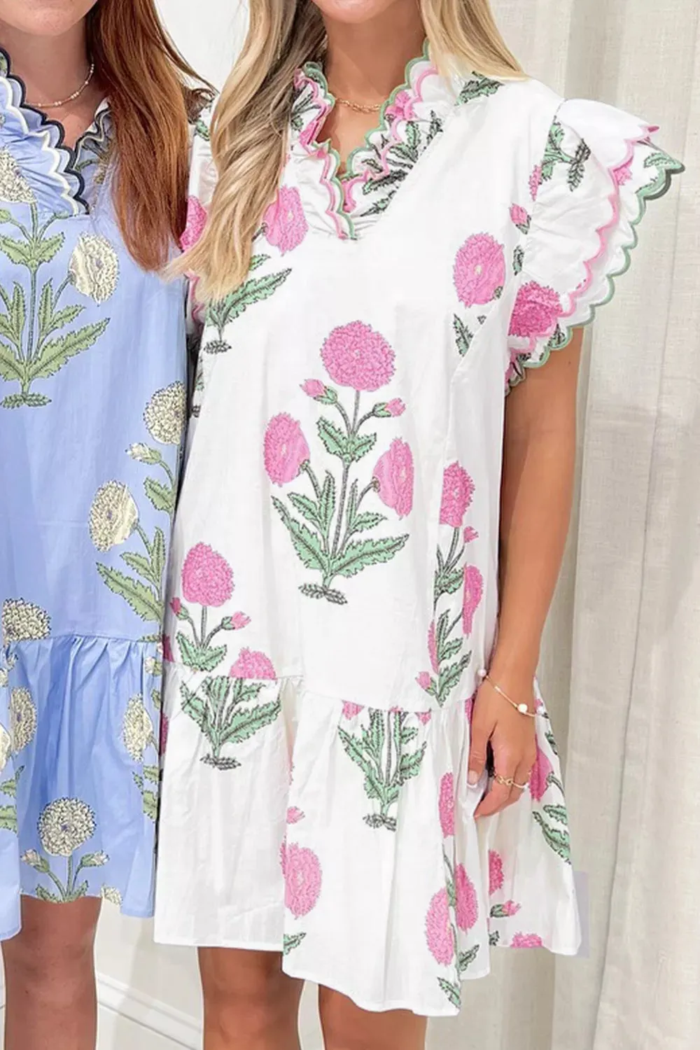 Floral Print Ruffle Trim Casual Mini Dress mysite idetrend