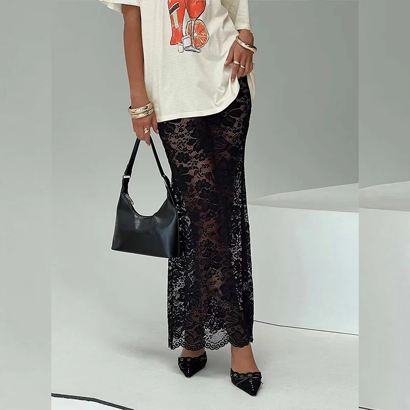 Wongn Wongn 2024 Summer Hot Style Fashion Versatile Lace Perspective Sexy Dress Can Be Worn