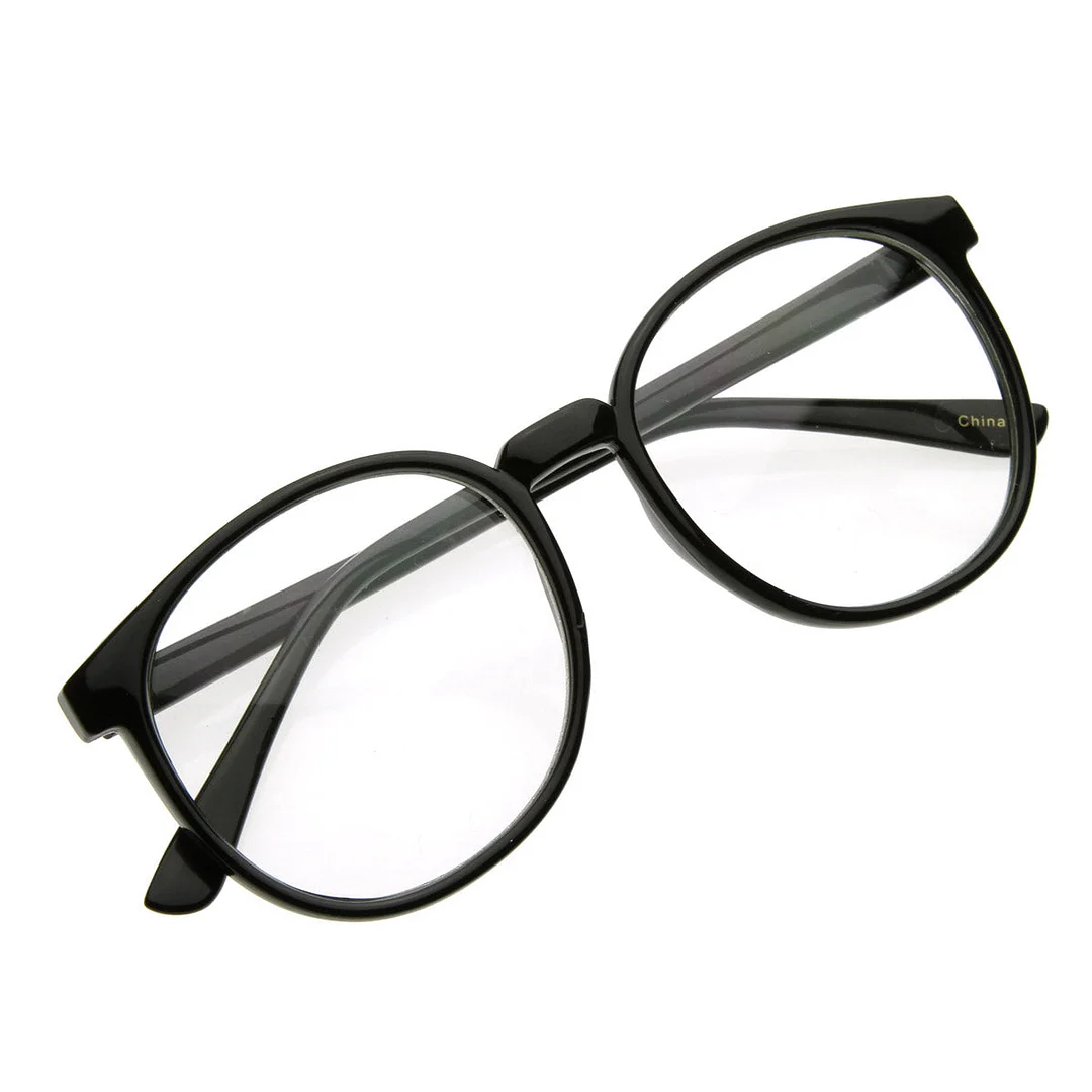 Vintage Inspired Round Circle Spectacles Clear Lens Horn Rimmed P-3 Glasses