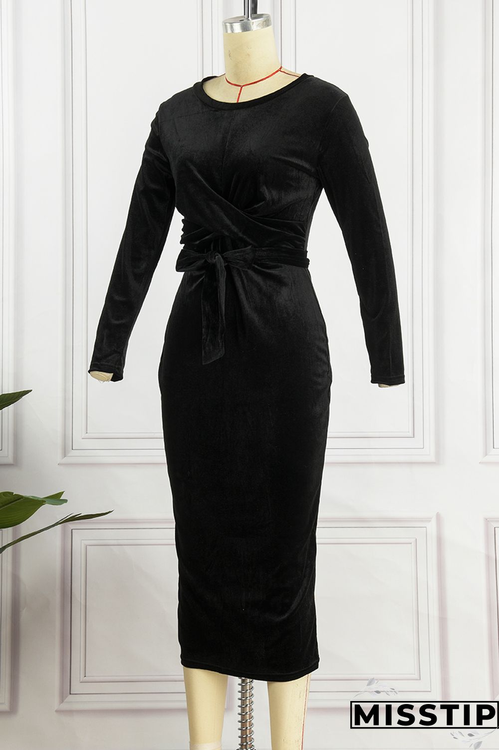 Burgundy Casual Solid Patchwork Frenulum O Neck Long Sleeve Dresses