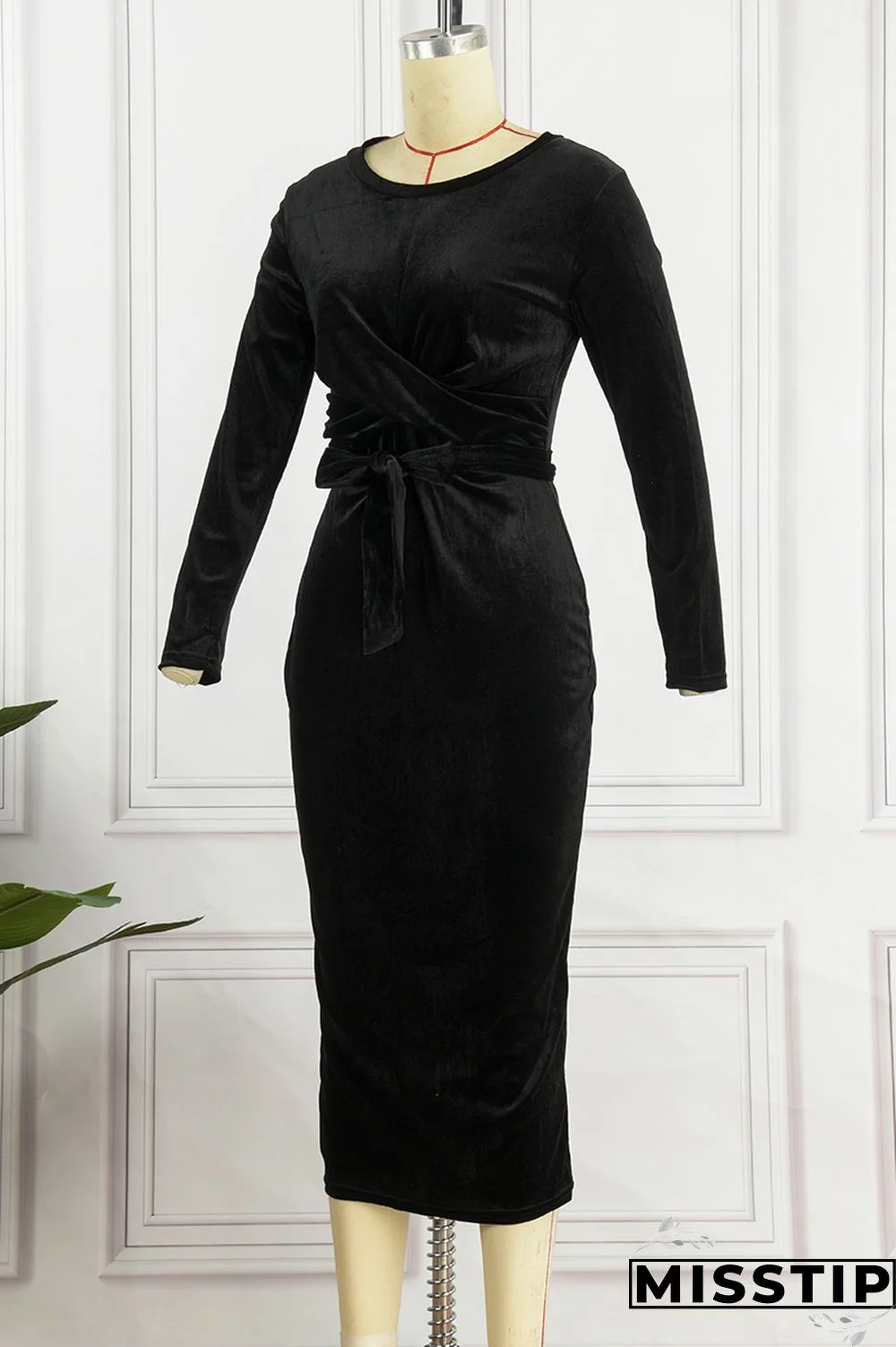 Burgundy Casual Solid Patchwork Frenulum O Neck Long Sleeve Dresses