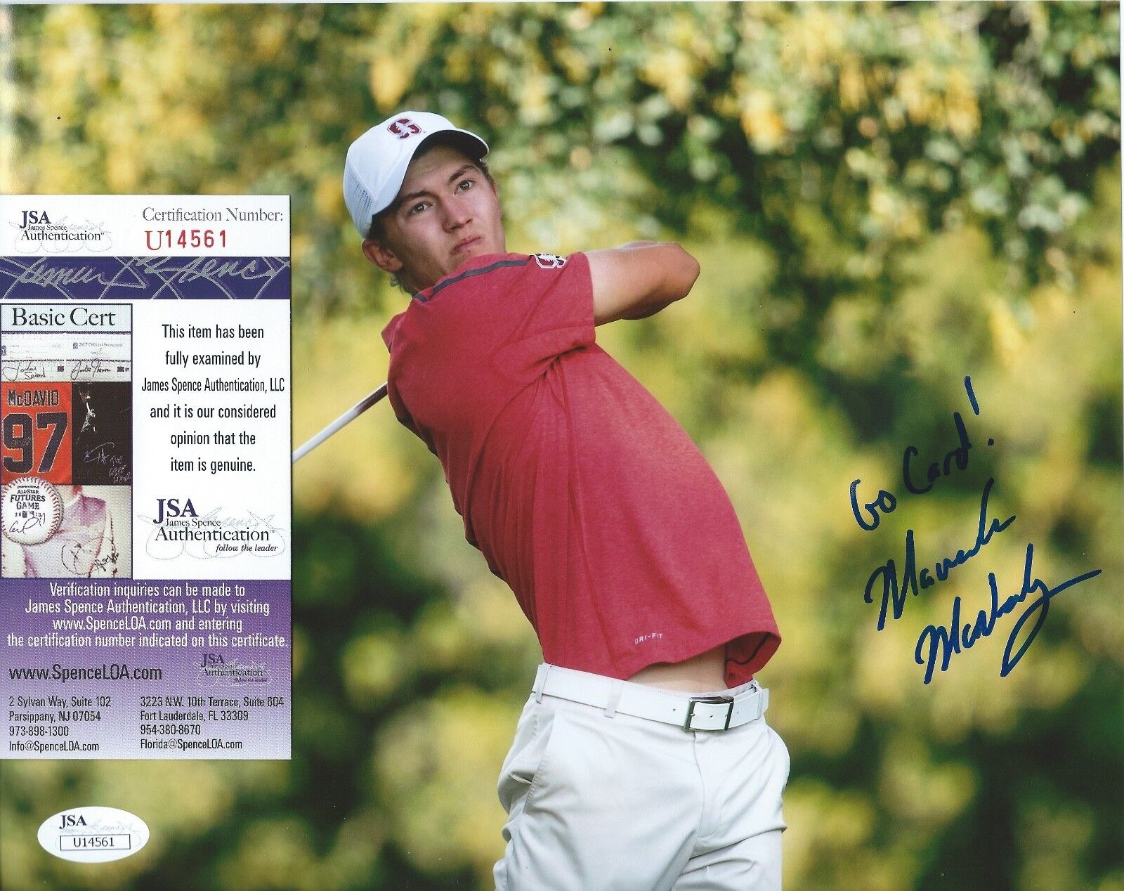 MAVERICK MCNEALY Signed Autographed 8x10 Photo Poster painting PGA Open Masters Golf JSA COA 2