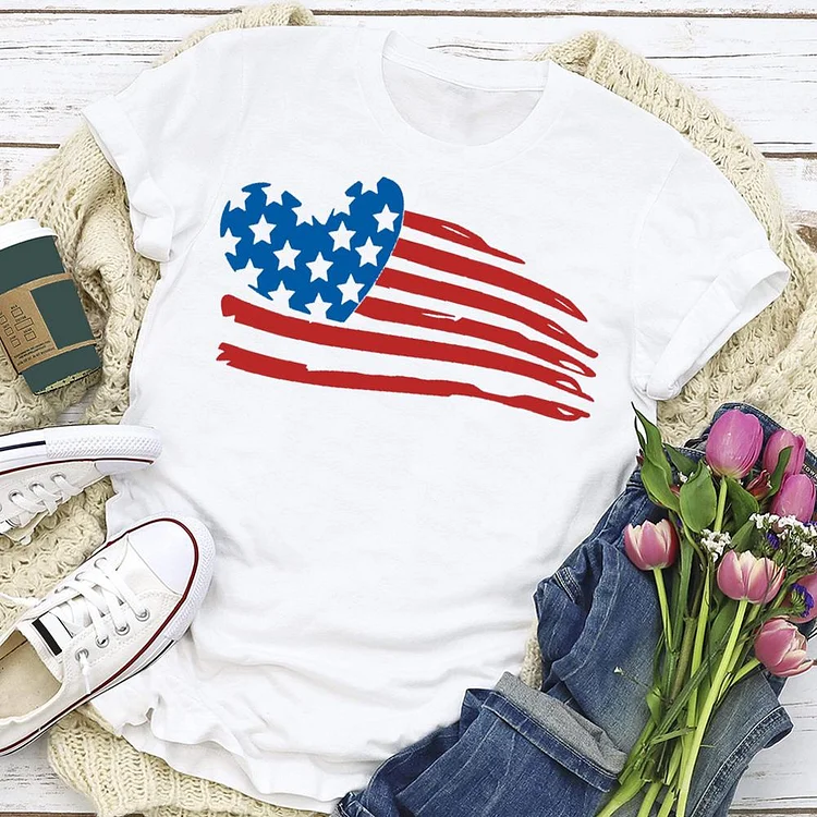 Independence Day Print Flag T-shirt Tee-Annaletters