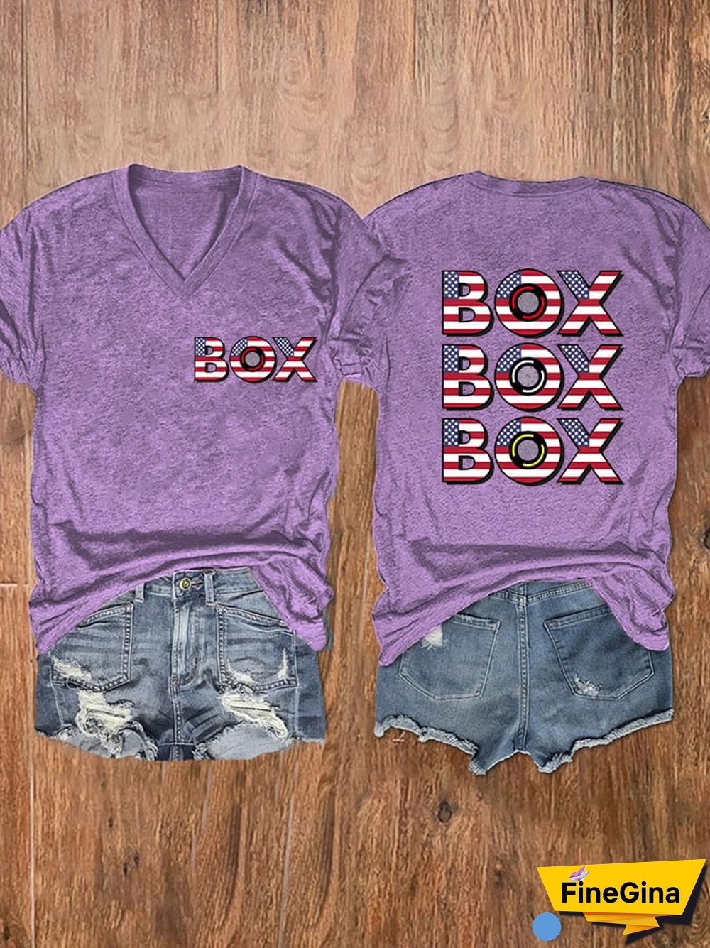 Women's American Flag "BOX, BOX, BOX" Print T-Shirt