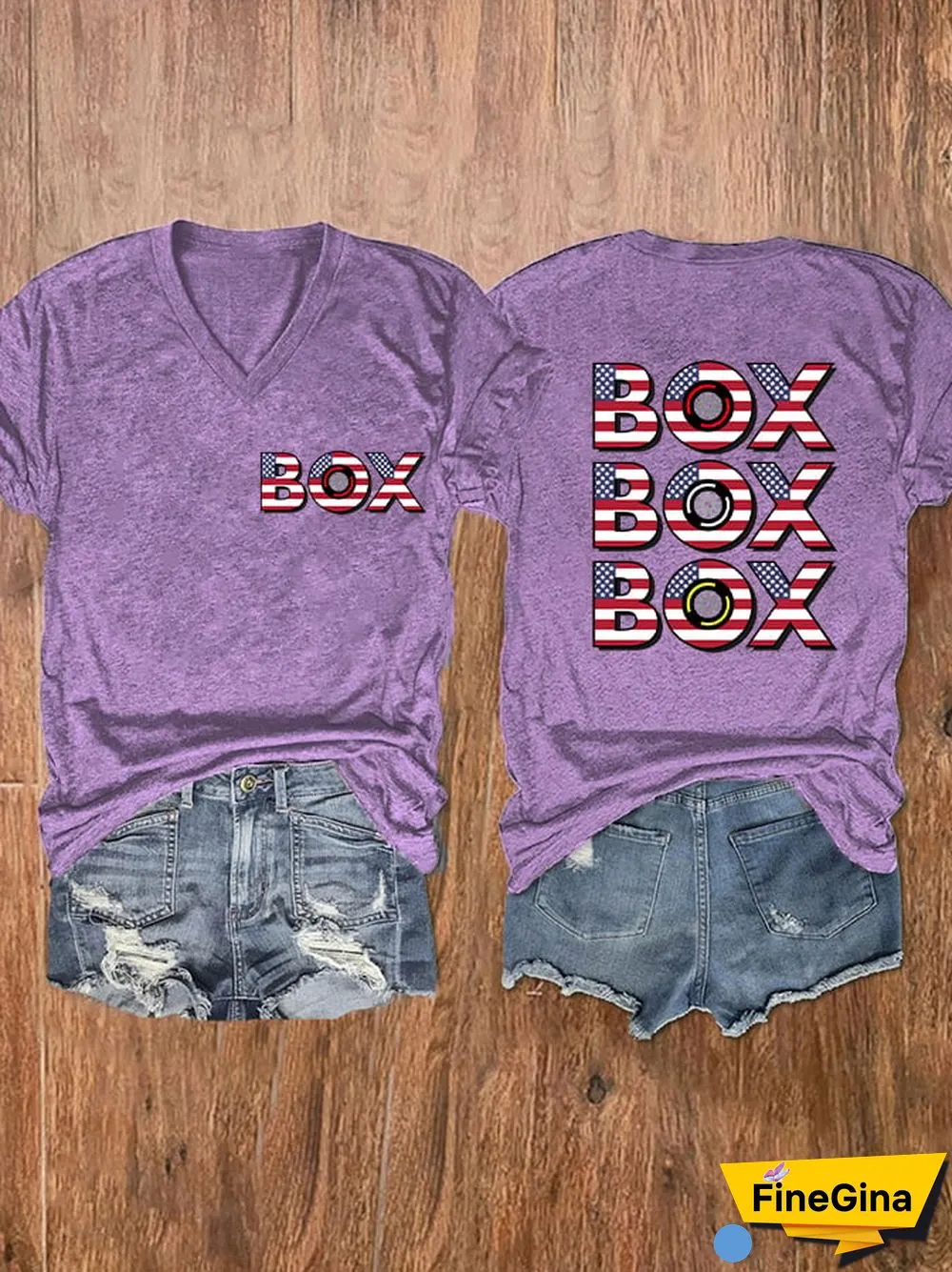 Women's American Flag "BOX, BOX, BOX" Print T-Shirt