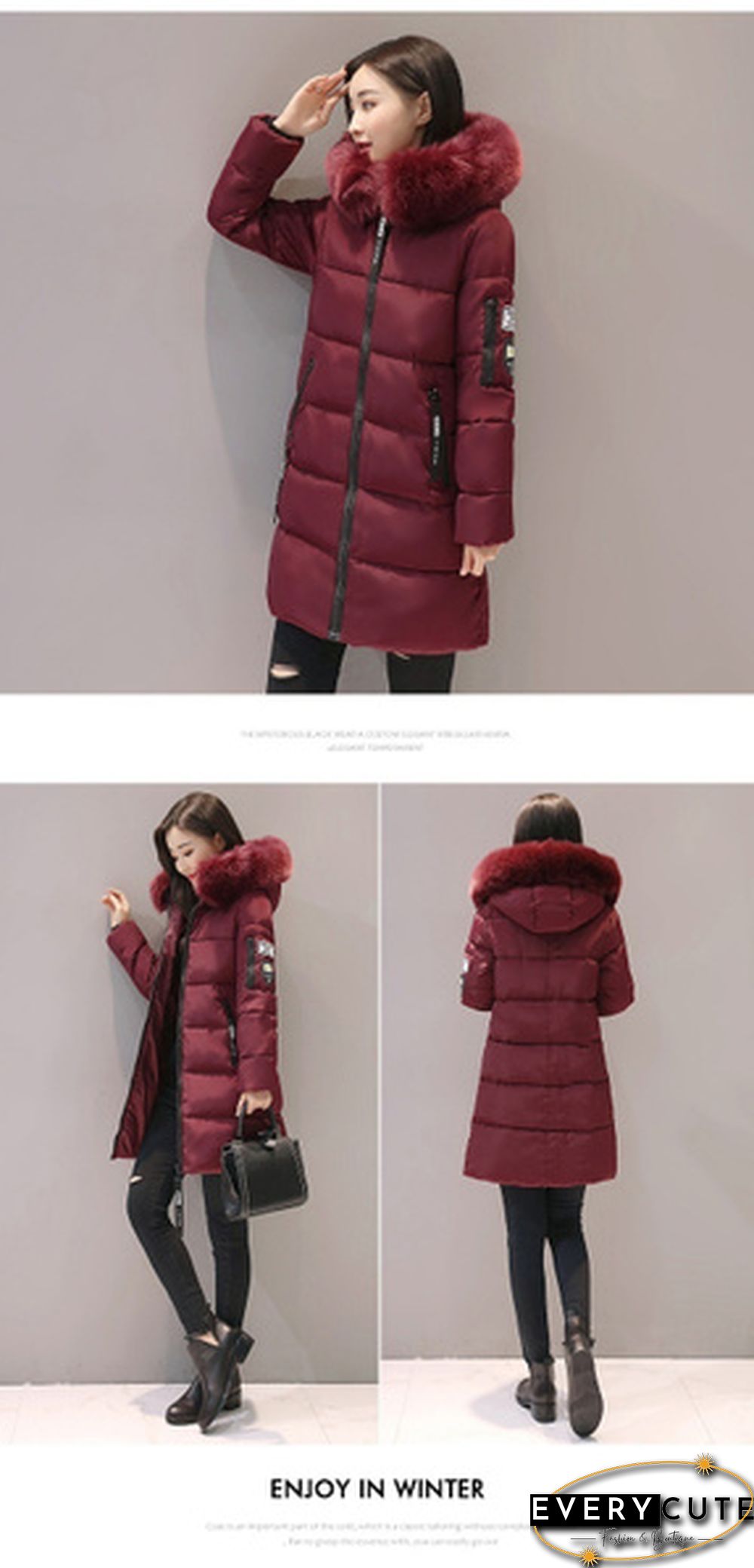 Winter Warm Long Coats Women Fashion Winter Long Fur Hooded Cotton Cotton-padded Jacket Warm Puffer Coats Jackets Warm Parkas