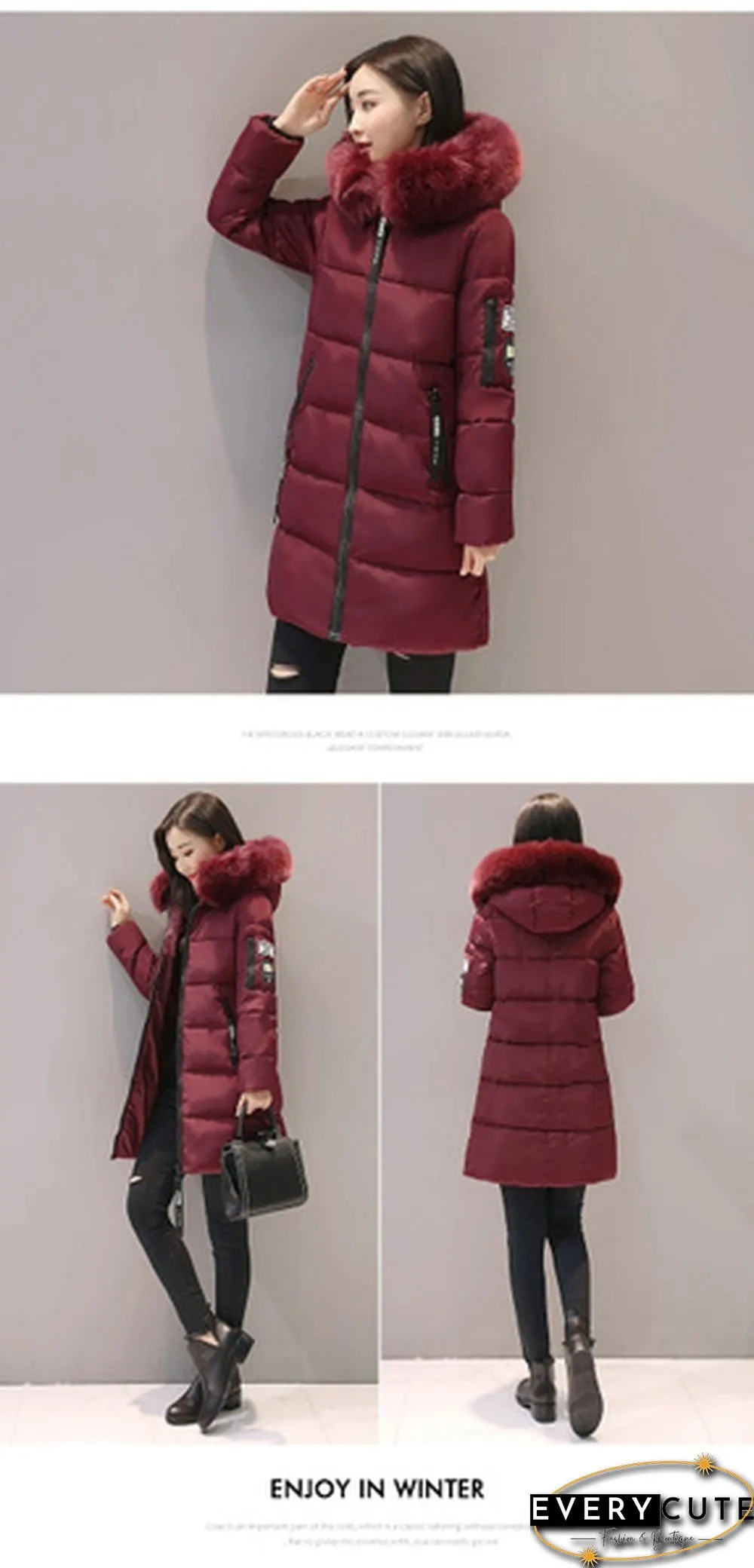 Winter Warm Long Coats Women Fashion Winter Long Fur Hooded Cotton Cotton-padded Jacket Warm Puffer Coats Jackets Warm Parkas