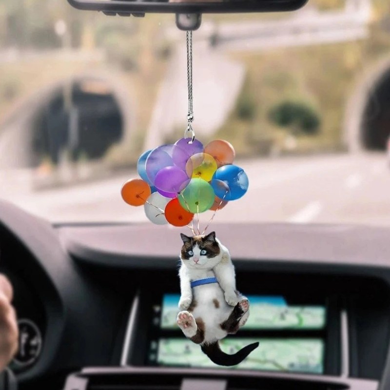 

Cute cat colorful balloon car pendant, 501 Original