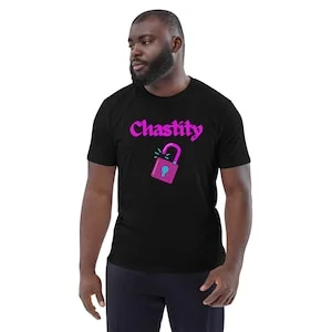 pornhint Pornhint Chastity T-shirt Unisex organic cotton t-shirt gift sissy kinky, bdsm, cock cage, cuckold