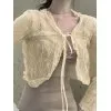 Tie Front Lace Crop Cardigan
